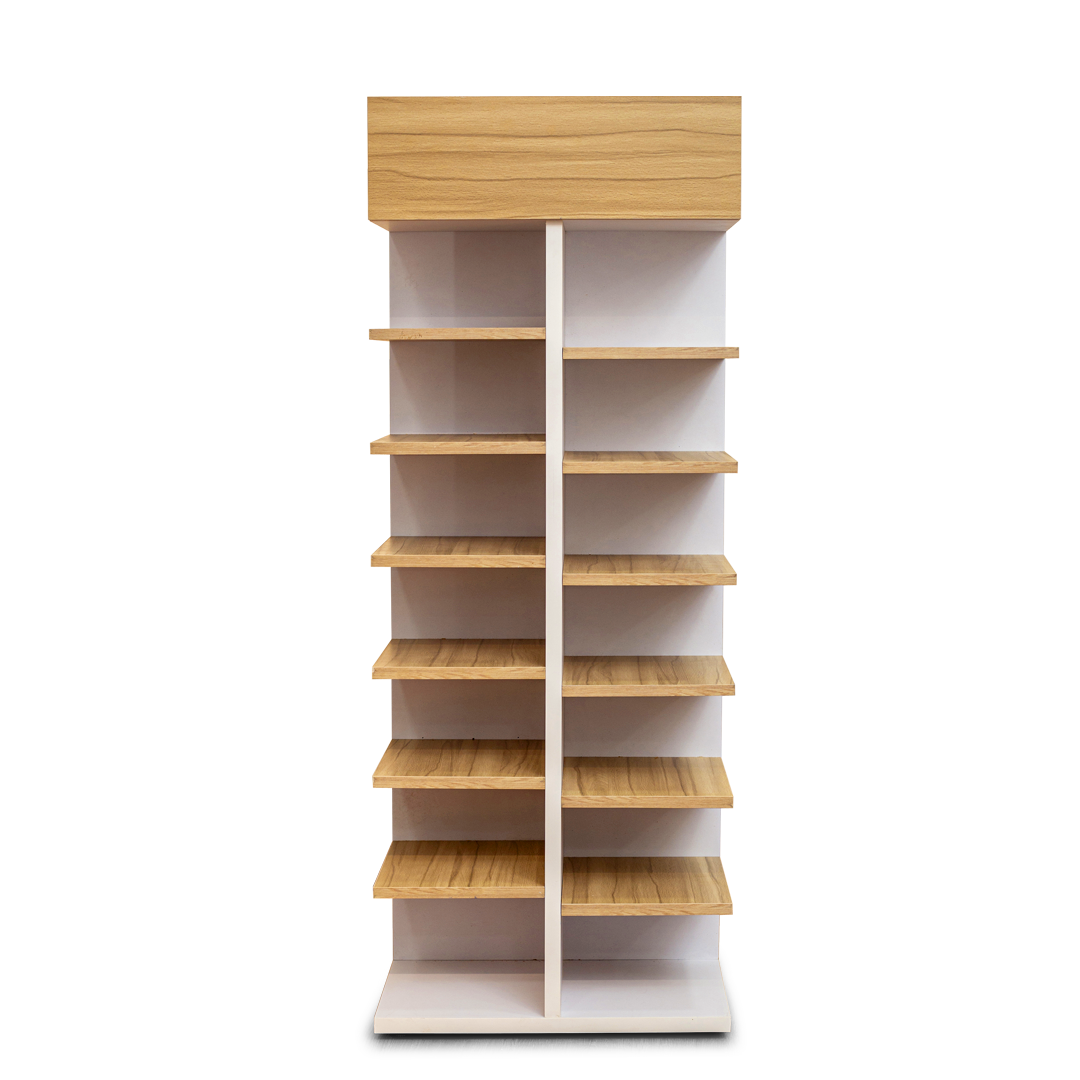 Modern Open Shelf Storage Unit – Wooden & White Display Cabinet