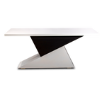 Modern Geometric Coffee Table – White Top with Sculptural Base