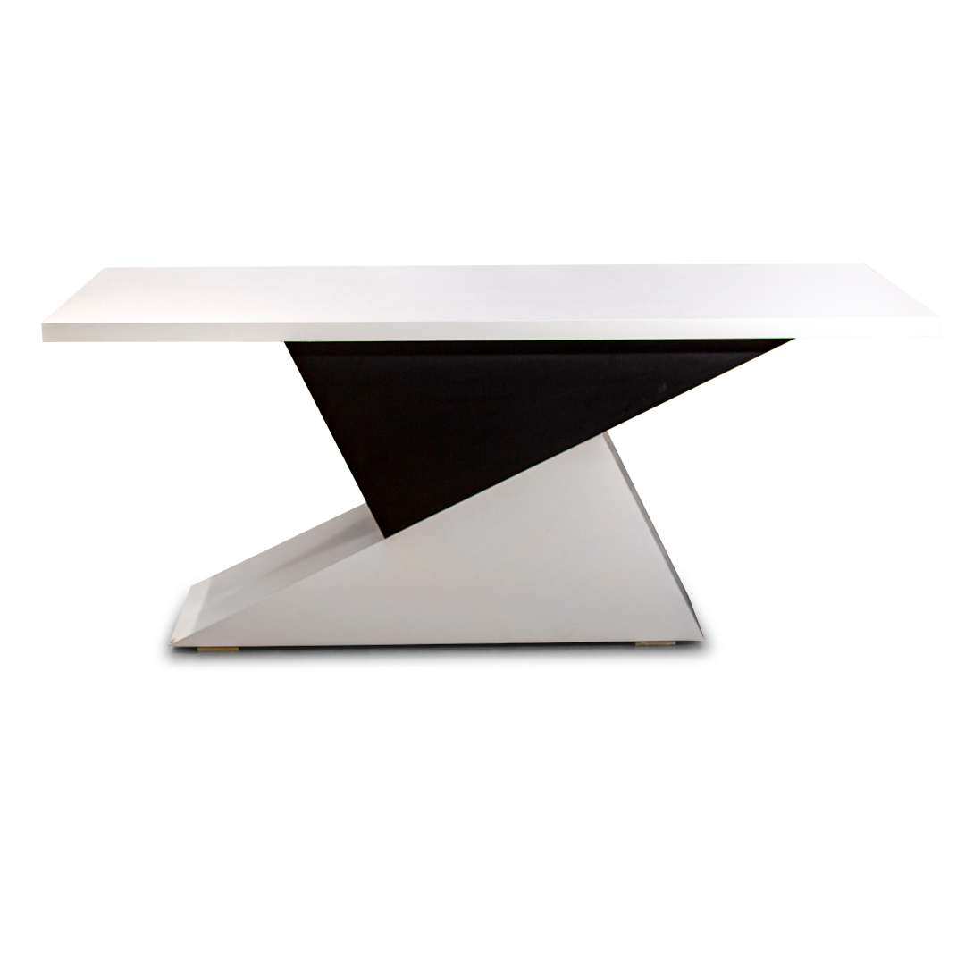 Modern Geometric Coffee Table – White Top with Sculptural Base