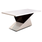 Modern Geometric Coffee Table – White Top with Sculptural Base