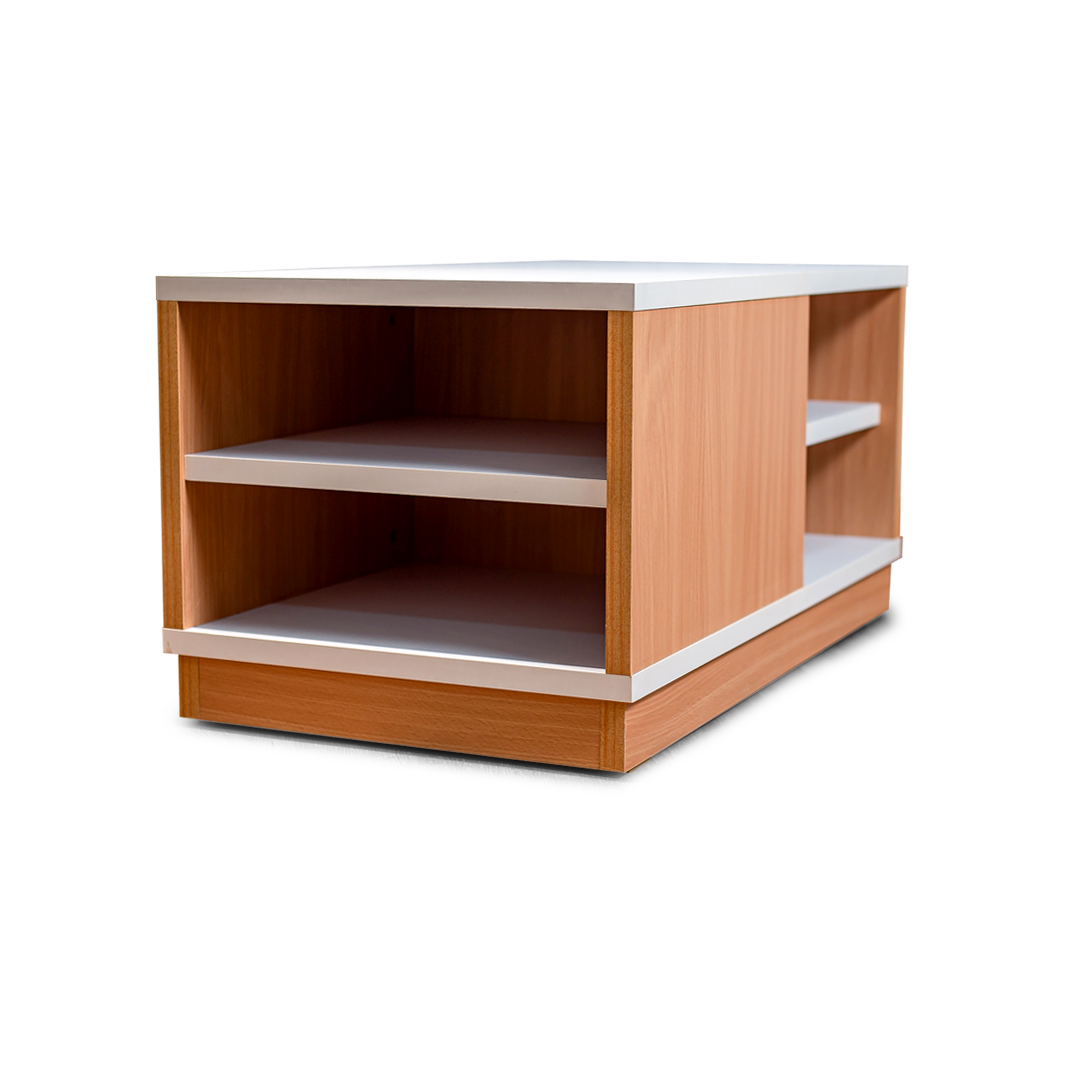 Modern Wooden Coffee Table with Open Storage – White & Natural Finish