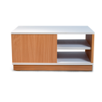 Modern Wooden Coffee Table with Open Storage – White & Natural Finish