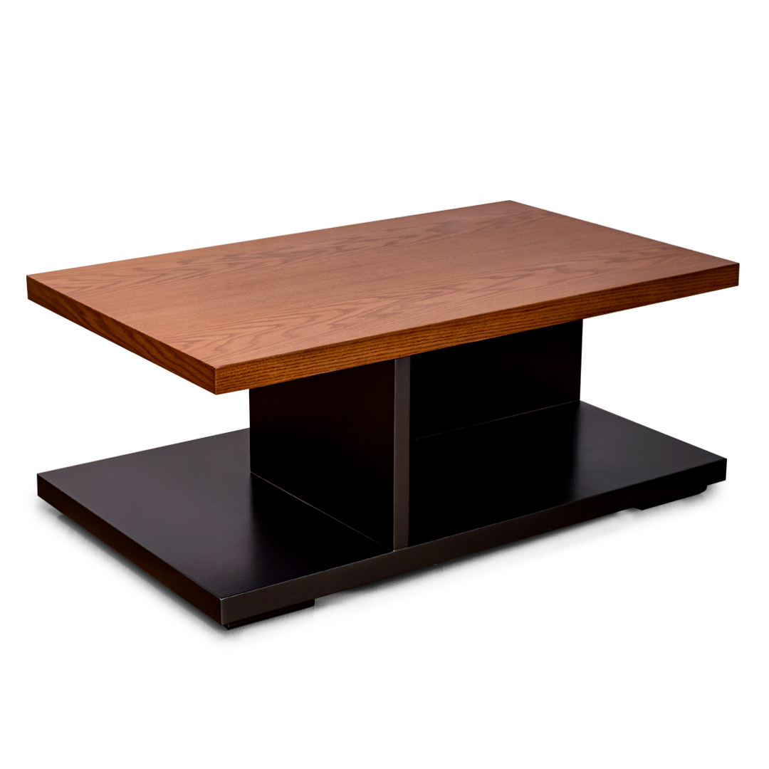 Modern Wooden Coffee Table with Black Base – Contemporary Living Room Table