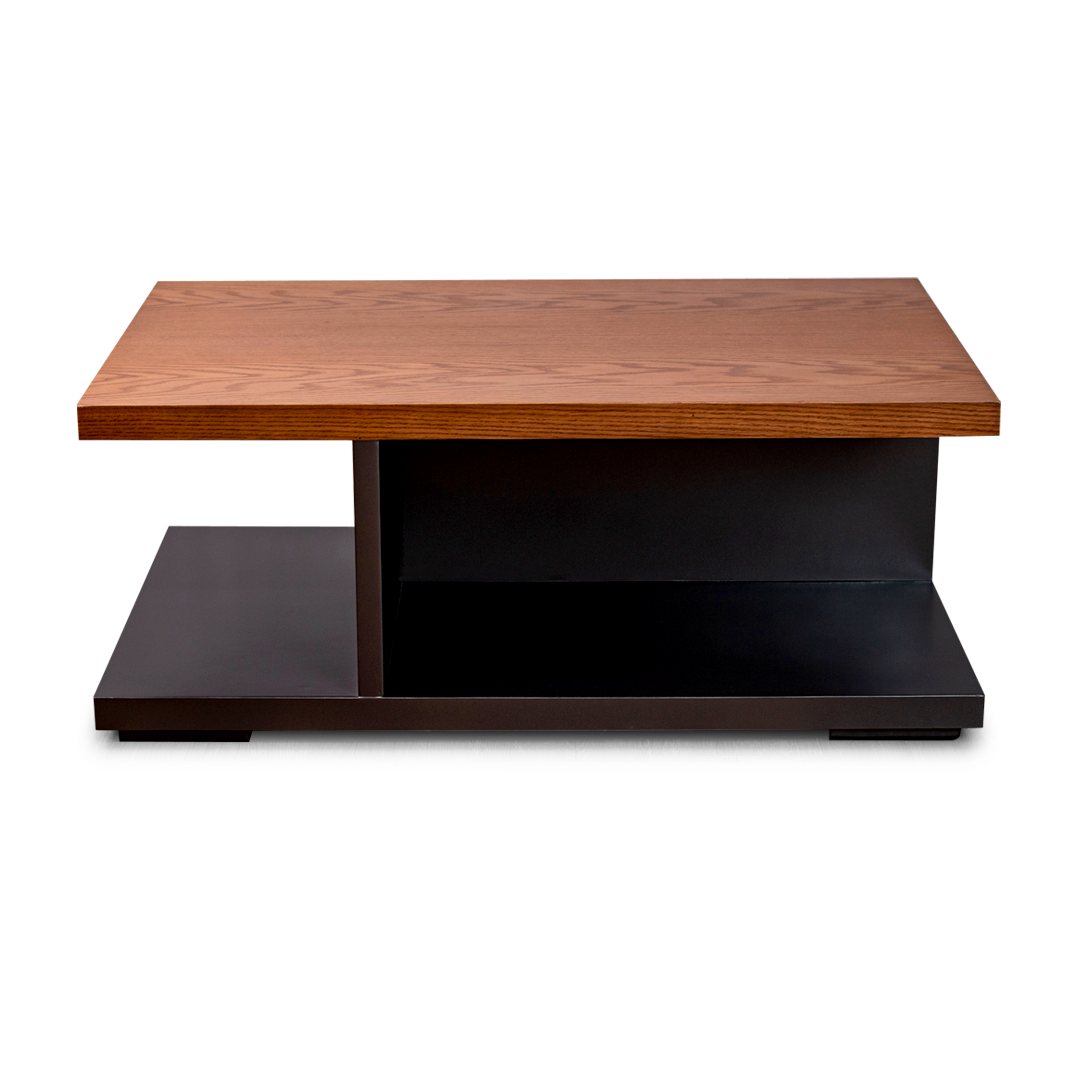 Modern Wooden Coffee Table with Black Base – Contemporary Living Room Table