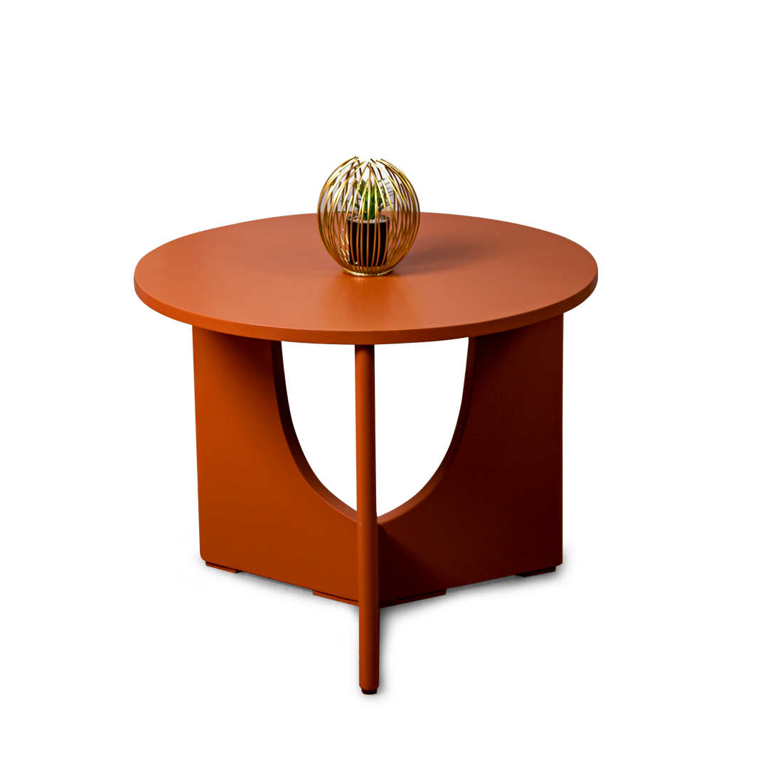 Modern Sculptural Round Side Table – Matte Grey Accent Table