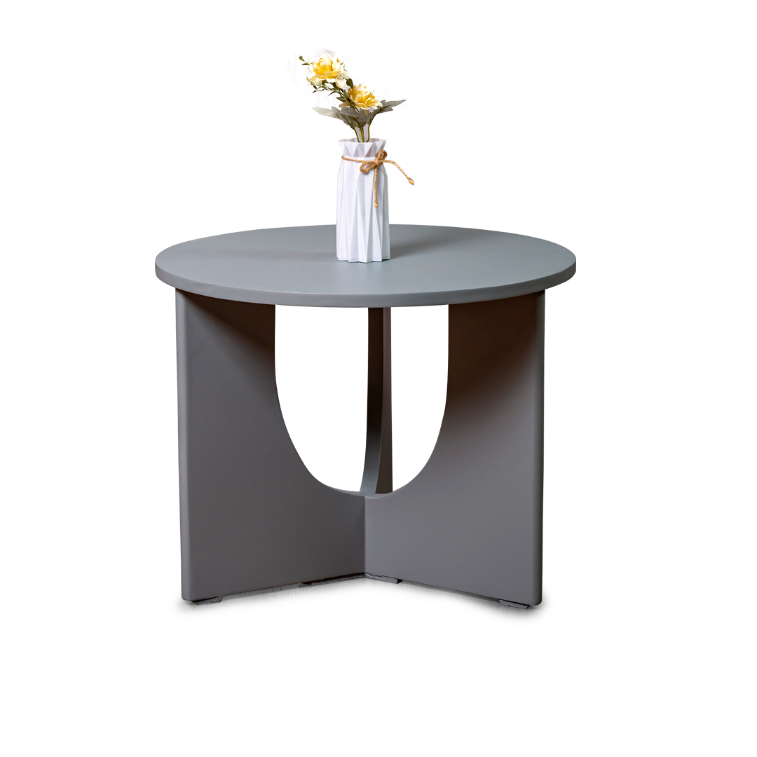 Modern Sculptural Round Side Table – Matte Grey Accent Table