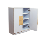 Modern White Cabinet with Central Wooden Accent