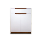 Modern White Storage Cabinet with Wooden Handles