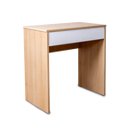 Minimalist Writing Desk with Single Drawer – Light Wood & White
