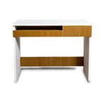 Modern Writing Desk with Dual Drawers – White & Walnut Finish