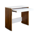 Modern Console Desk – White Top with Walnut Panels