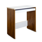 Modern Console Desk – White Top with Walnut Panels