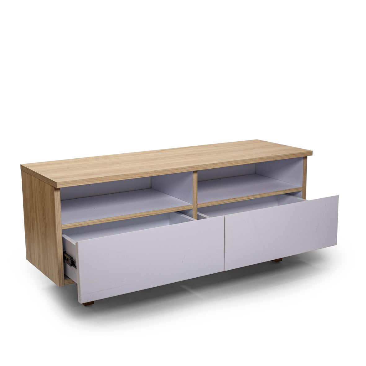 Modern Wooden TV Stand with Drawers & Open Shelves