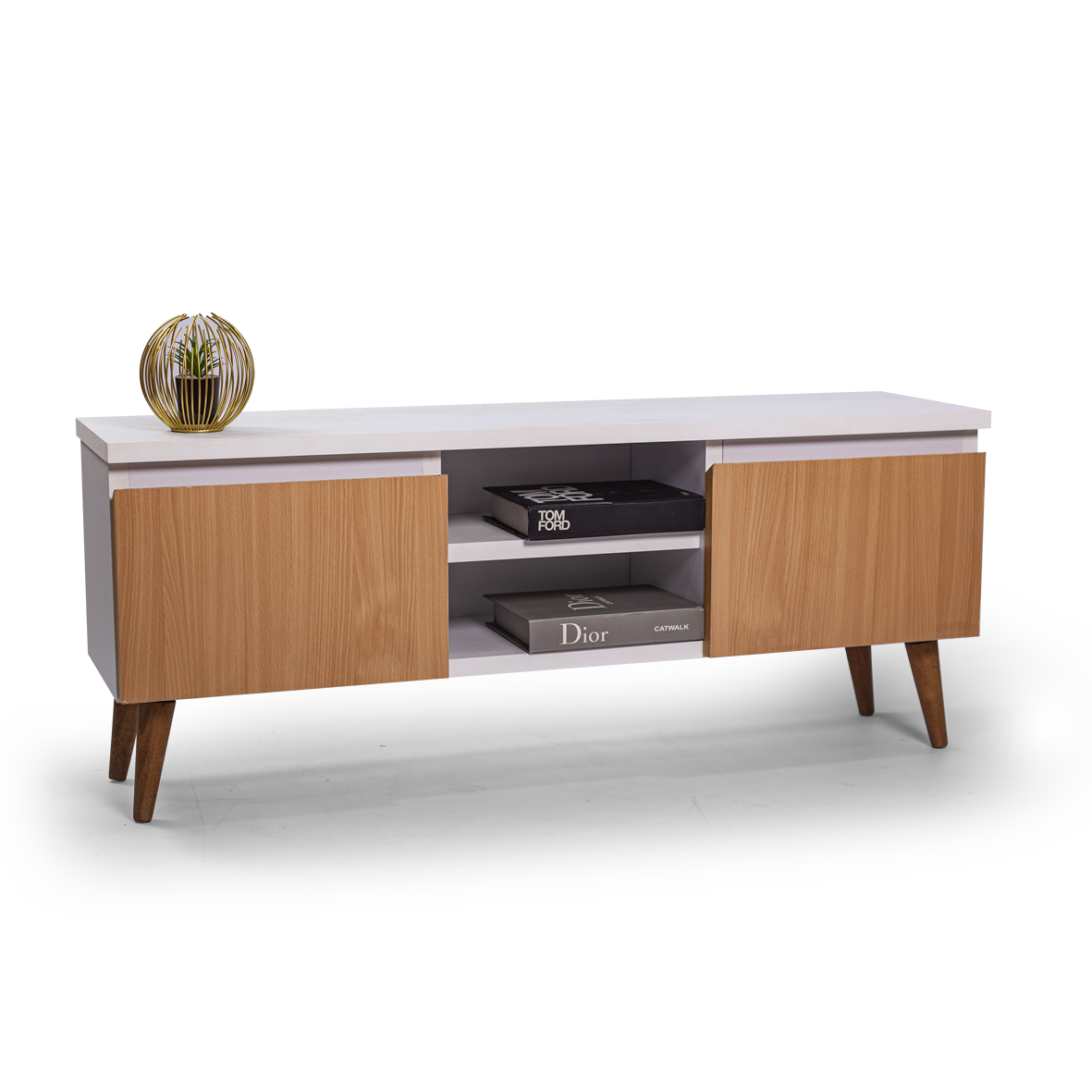 Modern Scandinavian Wooden TV Stand with Storage