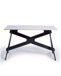 Modern Writing Desk – White Top with Black Cross Frame