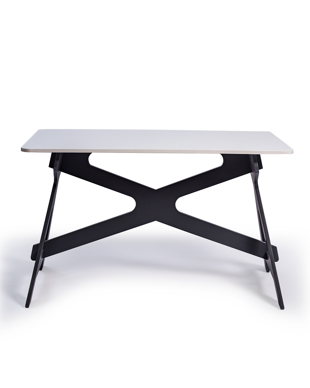Modern Writing Desk – White Top with Black Cross Frame